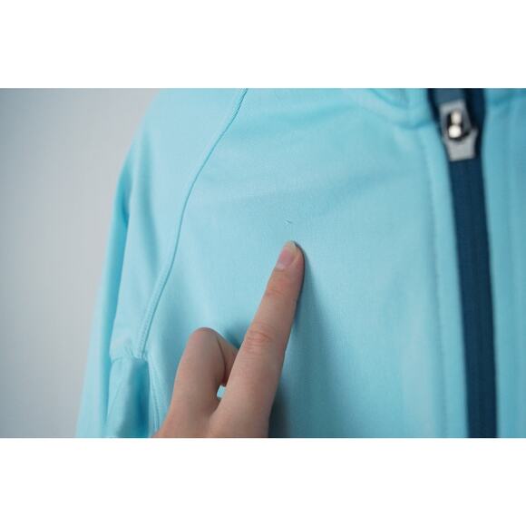 Nike Dri-Fit Full Zip Activewear Jacket Mock Neck Pocket Bright Light Blue Small - Picture 3 of 11